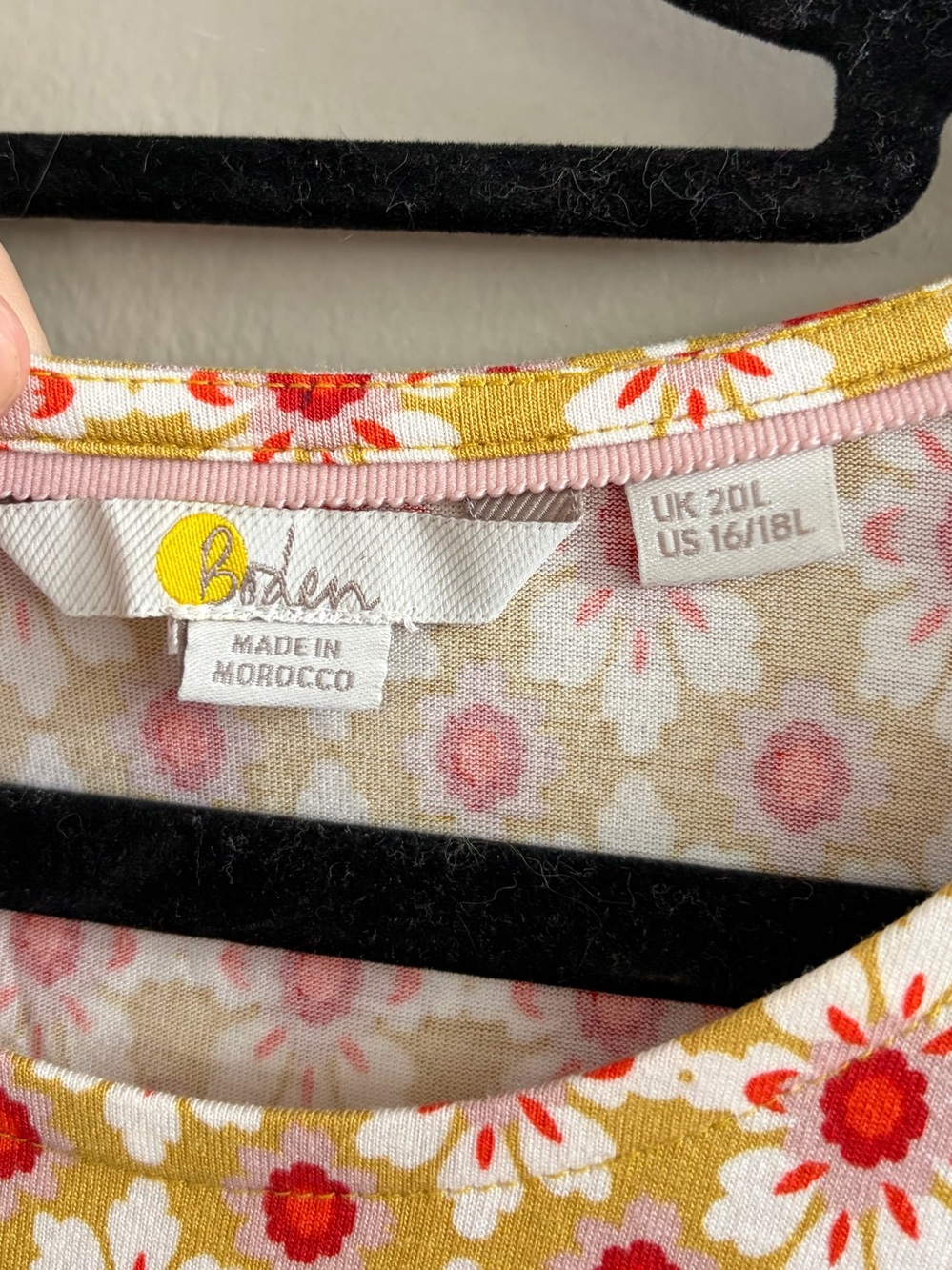 Boden Floral Crew Neck Jersey Short Sleeve Mini Dress Size 16/18L NWOT - Picture 9 of 9